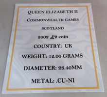 Load image into Gallery viewer, 2002 COMMONWEALTH GAMES SCOTLAND QEII £2 TWO POUND COIN VF QUAD CAPSULE &amp; COA
