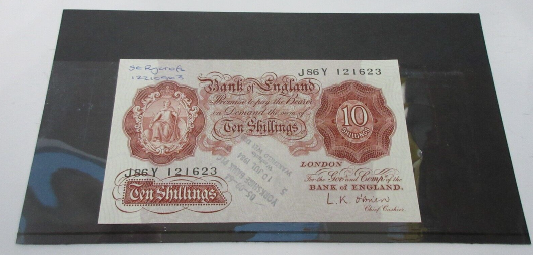 1950 BANK OF ENGLAND MARCH 1950 O'BRIEN UNC 10 SHILLING BANK NOTE J86Y 121623