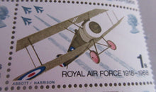 Load image into Gallery viewer, 1918-1968 ROYAL AIR FORCE 1 SHILLING BLOCK OF 8 X STAMPS MNH &amp; STAMP HOLDER
