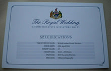 Load image into Gallery viewer, 2011 ROYAL WEDDING WILLIAM &amp; CATHERINE 29 APRIL 2011 BIOT MINIATURE SHEET MNH
