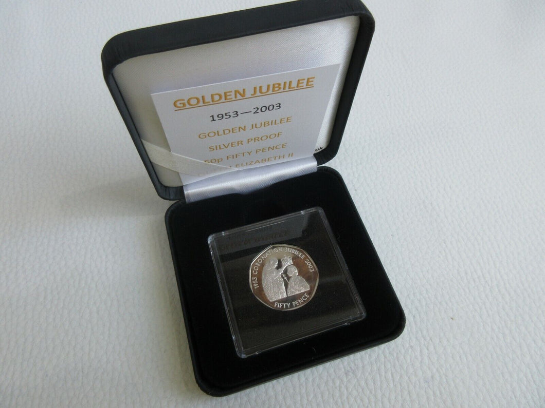 GOLDEN JUBILEE SILVER PROOF 50p FIFTY PENCE 2003 ROYAL MINT BOX & CERTIFICATE
