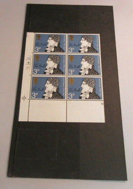 1971 JOHN KEATS 150TH DEATH ANNIVERSARY 3p BLOCK OF 6 STAMPS MNH