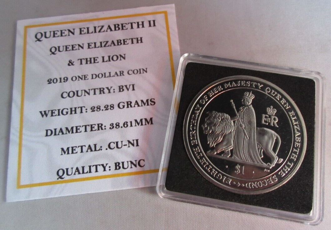 2006 QEII QUEEN ELIZABETH & THE LION BVI ONE DOLLAR COIN CAPSULE & COA