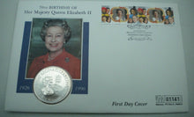 Load image into Gallery viewer, 1926-1996 70TH BIRTHDAY HER MAJESTY QUEEN ELIZABETH II  £5 CROWN COIN COVER PNC
