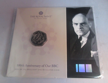 Load image into Gallery viewer, 2022 BBC 100th Anniversary BUnc UK Royal Mint 50p Sealed Coin Pack
