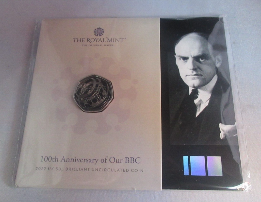 2022 BBC 100th Anniversary BUnc UK Royal Mint 50p Sealed Coin Pack