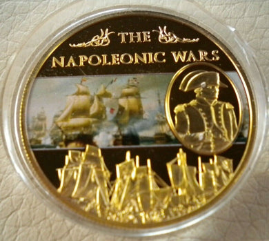 2013 THE NAPOLEONIC WARS GOLD PLATED TWENTY FIVE PENCE CROWN WITHIN CAPSULE