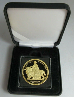 2006 UNA & THE LION GOLD PLATED COPPER PROOF RESTRIKE IN QUAD CAPSULE & BOX