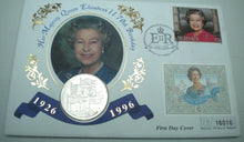 Load image into Gallery viewer, 1926-1996 70TH BIRTHDAY HER MAJESTY QUEEN ELIZABETH II  £5 CROWN COIN COVER PNC
