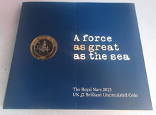 Load image into Gallery viewer, The Royal Navy 1914 WWI 100th Anniversary 2015 BUnc Royal Mint £2 Coin Pack
