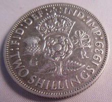 Load image into Gallery viewer, 1939 KING GEORGE VI EF+ .500 FLORIN TWO SHILLINGS WITH PROTECTIVE CLEAR FLIP
