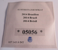 Load image into Gallery viewer, 2014 BRAZIL WORLD CUP 2015 GOLD PLATED PROOF MEDALLION CAPSULE &amp; CLEAR FLIP
