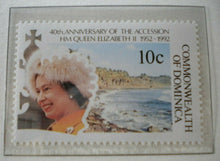 Load image into Gallery viewer, 1952-1992 QEII 40TH ANNIVERSARY OF THE ACCESSION - 5 X DOMINICA MNH STAMPS/INFO
