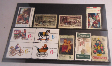 USA CHRISTMAS  11 X STAMPS MNH IN A CLEAR FRONTED STAMP HOLDER