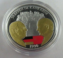 Load image into Gallery viewer, 20 YEARS OF GERMAN UNITY MEETING IN THE CAUCASUS 1990 SILVER PROOF MEDAL &amp; COA
