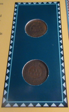 Load image into Gallery viewer, INDIAN HEAD PENNIES ISSUED 1892 &amp; 1893 WITH POSTAGE STAMPS ON ALBUM INFO SHEET
