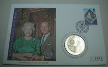 Load image into Gallery viewer, 2007 DIAMOND WEDDING ANNIVERSARY BUNC ONE DOLLAR COIN COVER PNC, STAMP AND COA
