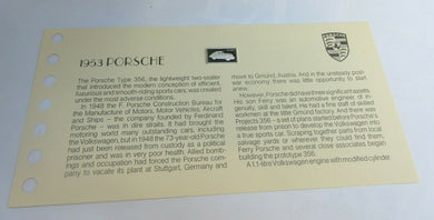 1953 PORSCHE 15mm X 10mm 1.60gram SILVER INGOT WITH INFORMATION SLIP