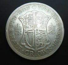 Load image into Gallery viewer, 1935 GEORGE V BARE HEAD COINAGE HALF 1/2 CROWN SPINK 4037 CROWNED SHIELD C2
