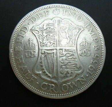 1935 GEORGE V BARE HEAD COINAGE HALF 1/2 CROWN SPINK 4037 CROWNED SHIELD C2