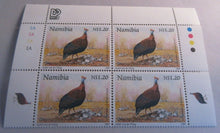 Load image into Gallery viewer, 1997 NAMIBIA HELMETED GUINEAFOWL BLOCK OF 4  N$1.20 STAMPS MNH
