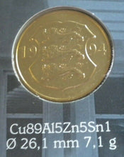 Load image into Gallery viewer, ESTONIAN SIX COIN SET BANK OF ESTONIA EESTI KAIBEMUNDID COINS IN INFO CARD
