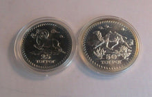 Load image into Gallery viewer, 1976 ROYAL MINT MONGOLIA 25 &amp; 50 TUKHRIK CONSERVATION SILVER PROOF COIN SET cc1
