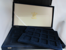 Load image into Gallery viewer, ROYAL MINT BOX HOLDS 24 CROWN OR £5 COINS 46MM RECESS SPACE FOLDER TO HOLD CERTS
