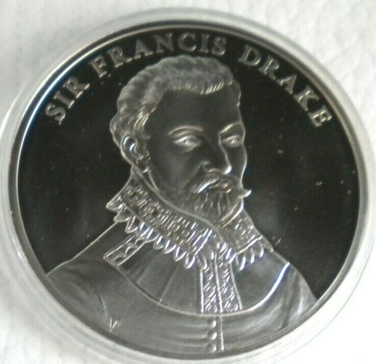 SIR FRANCIS DRAKE MEDALLION IN CLEAR CAPSULE