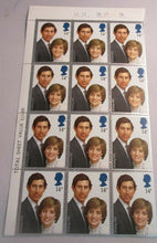 Load image into Gallery viewer, 1981 PRINCE CHARLES &amp; LADY DIANA SPENCER 14p BLOCK OR 12 STAMPS MNH
