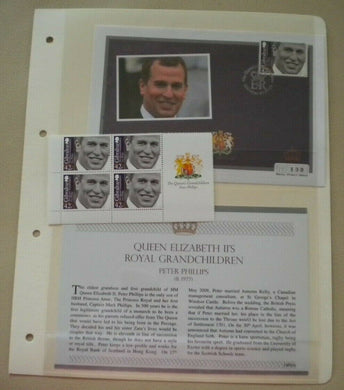 2009 QE II'S ROYAL GRANDCHILDREN - PETER PHILLIPS STAMP COVER/ 4 MNH STAMPS/INFO