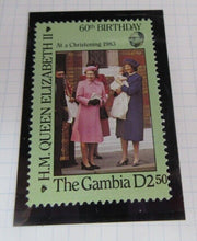 Load image into Gallery viewer, 1986 QUEEN ELIZABETH II 60TH BIRTHDAY THE GAMBIA STAMPS &amp; ALBUM SHEET
