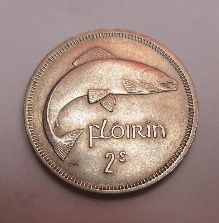 1964 Ireland EIRE FLORIN Coin reverse SALMON obverse Harp BUNC