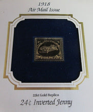 Load image into Gallery viewer, 1918 AIR MAIL ISSUE INVERTED JENNY GOLD PLATED 24C STAMP COVER FDC
