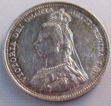 1887 QUEEN VICTORIA JUBILEE HEAD SILVER UNC SHILLING IN PROTECTIVE CLEAR FLIP