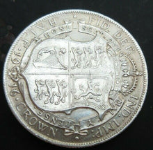 Load image into Gallery viewer, 1916 GEORGE V BARE HEAD FIRST COIN HALF 1/2 CROWN SPINK 4011 CROWNED SHIELD Cc1
