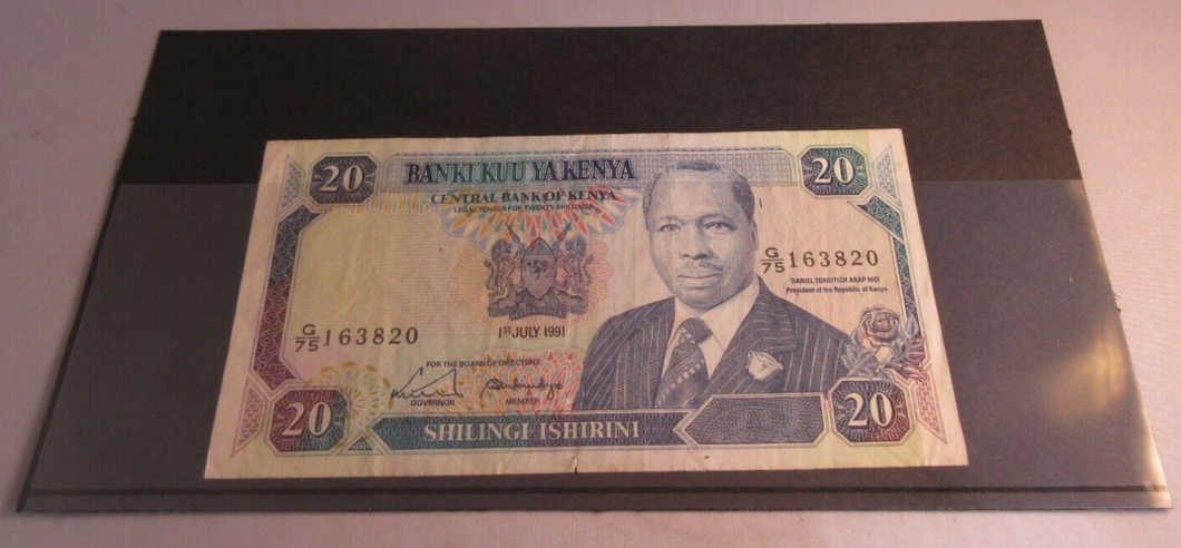 CENTRAL BANK OF KENYA 20 SHILLINGS BANKNOTE VF -  PLEASE SEE PHOTOS