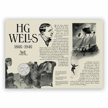 Load image into Gallery viewer, 2021 UK HG Wells £2 POUND Coin Cover LIMITED EDITION PNC ROYAL MAIL &amp; ROYAL MINT
