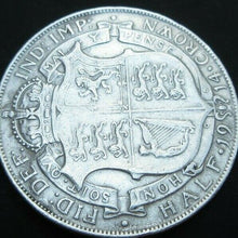 Load image into Gallery viewer, 1914 GEORGE V BARE HEAD FIRST COINAGE 1/2 CROWN SPINK 4011 CROWNED SHIELD Cc3
