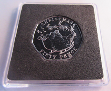 Load image into Gallery viewer, 2020 CHRISTMAS 50P SANTA &amp; SLEIGH BUNC GIBRALTER FIFTY PENCE COIN BOX &amp; COA
