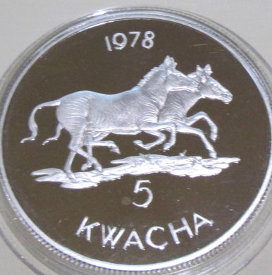 1978 ROYAL MINT MALAWI 5 KWACHA SILVER PROOF ZEBRA COIN CONSERVATION CC