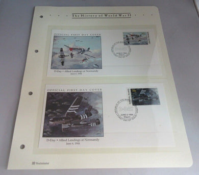 1994 D-DAY ALLIED LANDINGS AT NORMANDY FIRST DAY STAMP COVERS X 2 & ALBUM SHEET