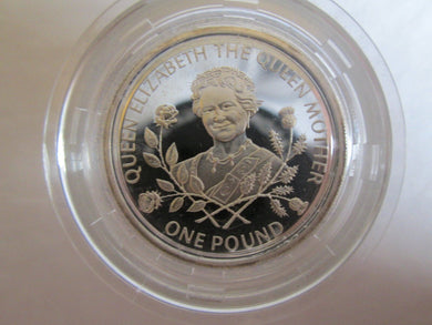 Royal Mint Guernsey 1995 Silver Proof £1 Queen Mothers 95th Mint in Capsule /coa