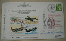 Load image into Gallery viewer, 1989 75th ANNIV FORMATION OF NO.6 SQUADRON A/M CROWLEY SIGNED FLOWN STAMP COVER
