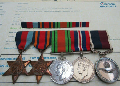5 MEDAL GROUP TO SGT TOWERS RAF LSGC BURMA STAR WAR MEDAL  & RIBBON BAR
