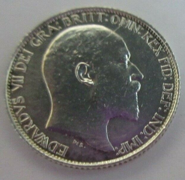 1908 KING EDWARD VII BARE HEAD SIXPENCE COIN .925 SILVER COIN IN CLEAR FLIP