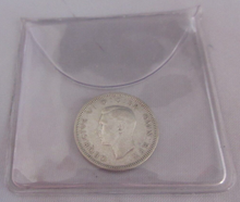 Load image into Gallery viewer, 1946 KING GEORGE VI BARE HEAD .500 SILVER VF 6d SIXPENCE COIN IN CLEAR FLIP
