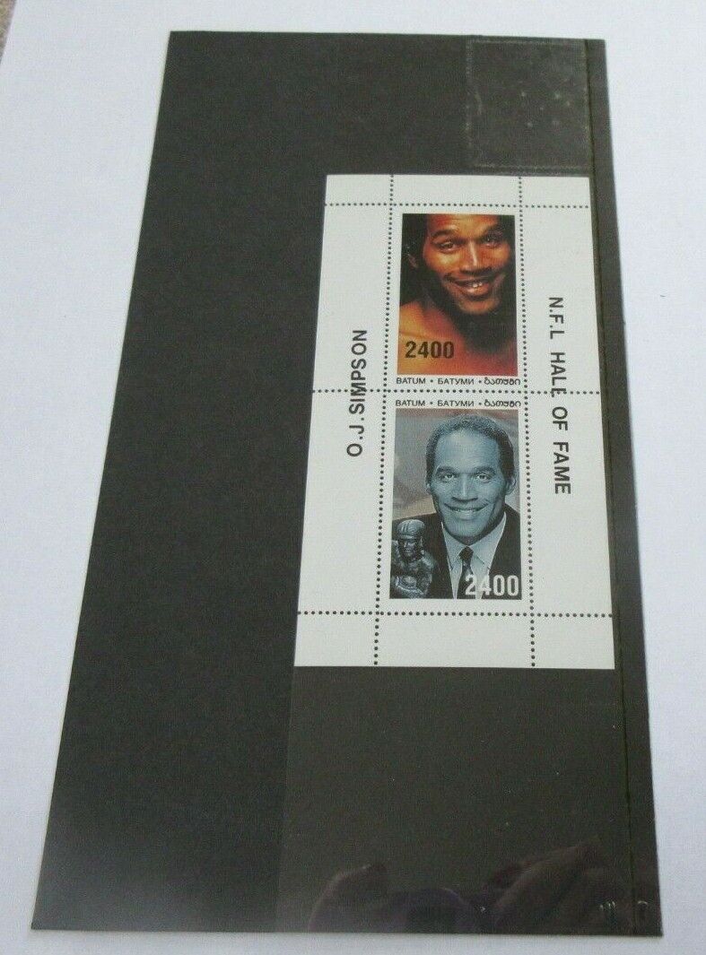 NFL HALL OF FAME O J SIMPSON 2 X STAMPS MNH