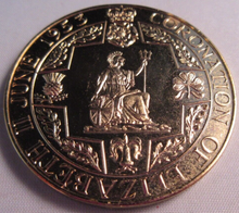 Load image into Gallery viewer, 1953 QUEEN ELIZABETH II CORONATION GOLD PLATED MEDAL IN ORIGINAL BOX
