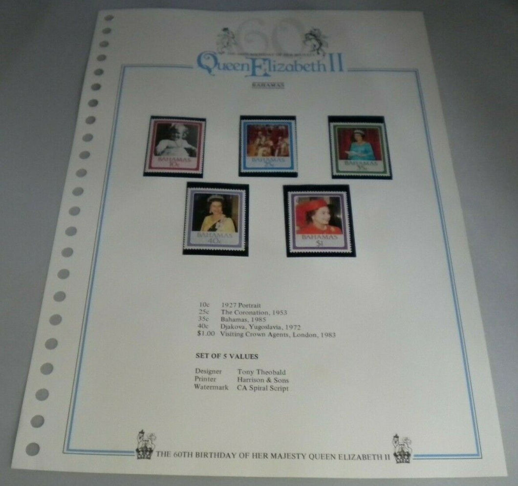 QUEEN ELIZABETH II THE 60TH BIRTHDAY OF HER MAJESTY BAHAMAS STAMPS MNH